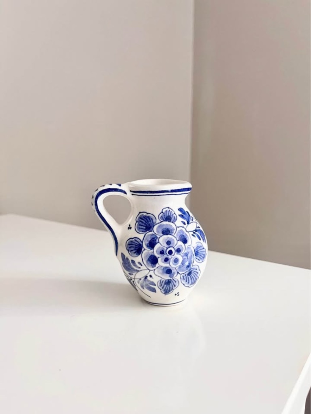 Delft Blue White Handpainted Ceramic Creamer Bud Vase Trinket Shelf Decor